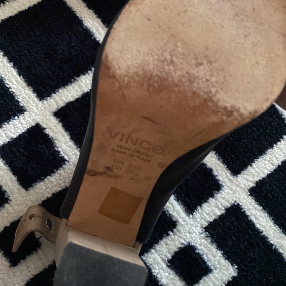 VINCE Addison Peep-Toe Leather Bootie, Black/Woodsmoke - Picture 4 of 5